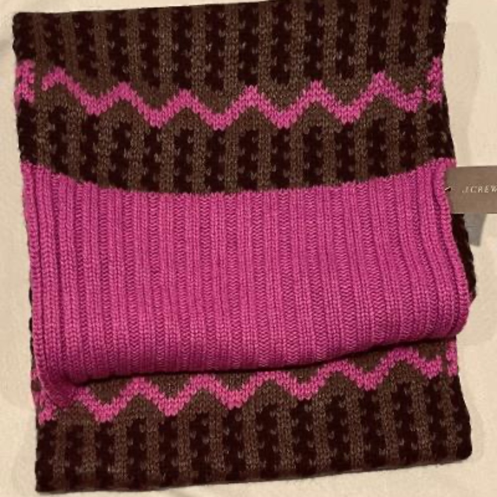 J.Crew Brand New (NWT) Women's Winter  Long (79") Scarf Pink & Gray